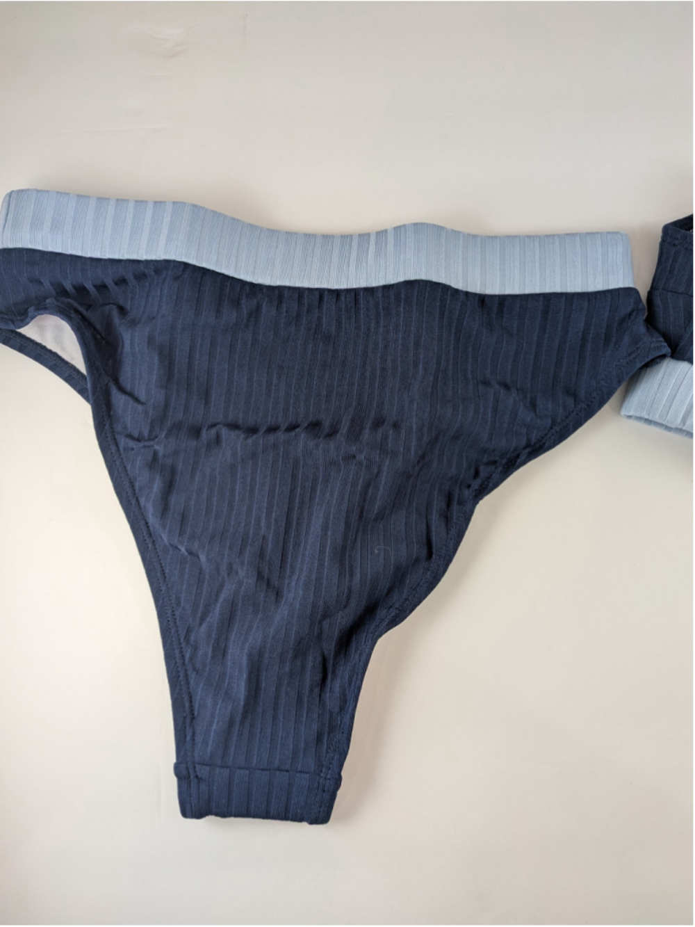 Cupshe Navy & Light Blue Ribbed Bikini Set S - Picture 8 of 10